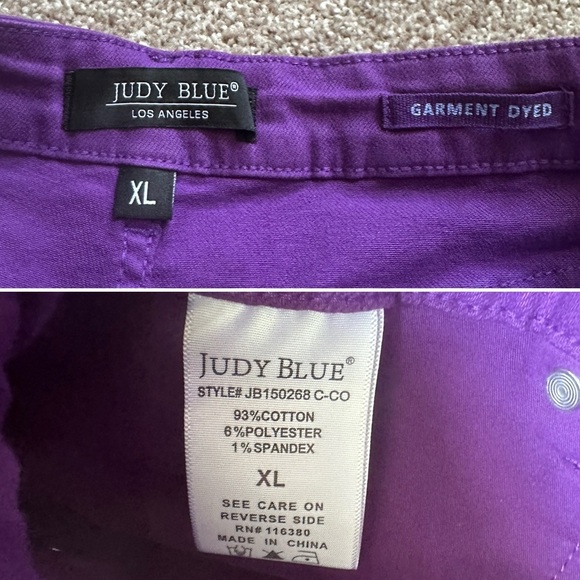 Judy Blue Violet Hi-Rise Tummy Control Purple Denim Shorts Womens Size XL Summer - Picture 15 of 16
